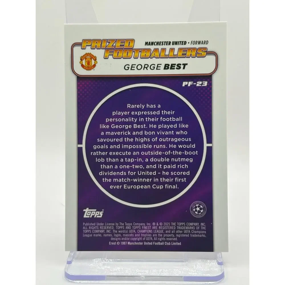 2024-25 Topps Finest UEFA George Best Prized Footballers Purple Refractor /299 - Picture 2 of 2